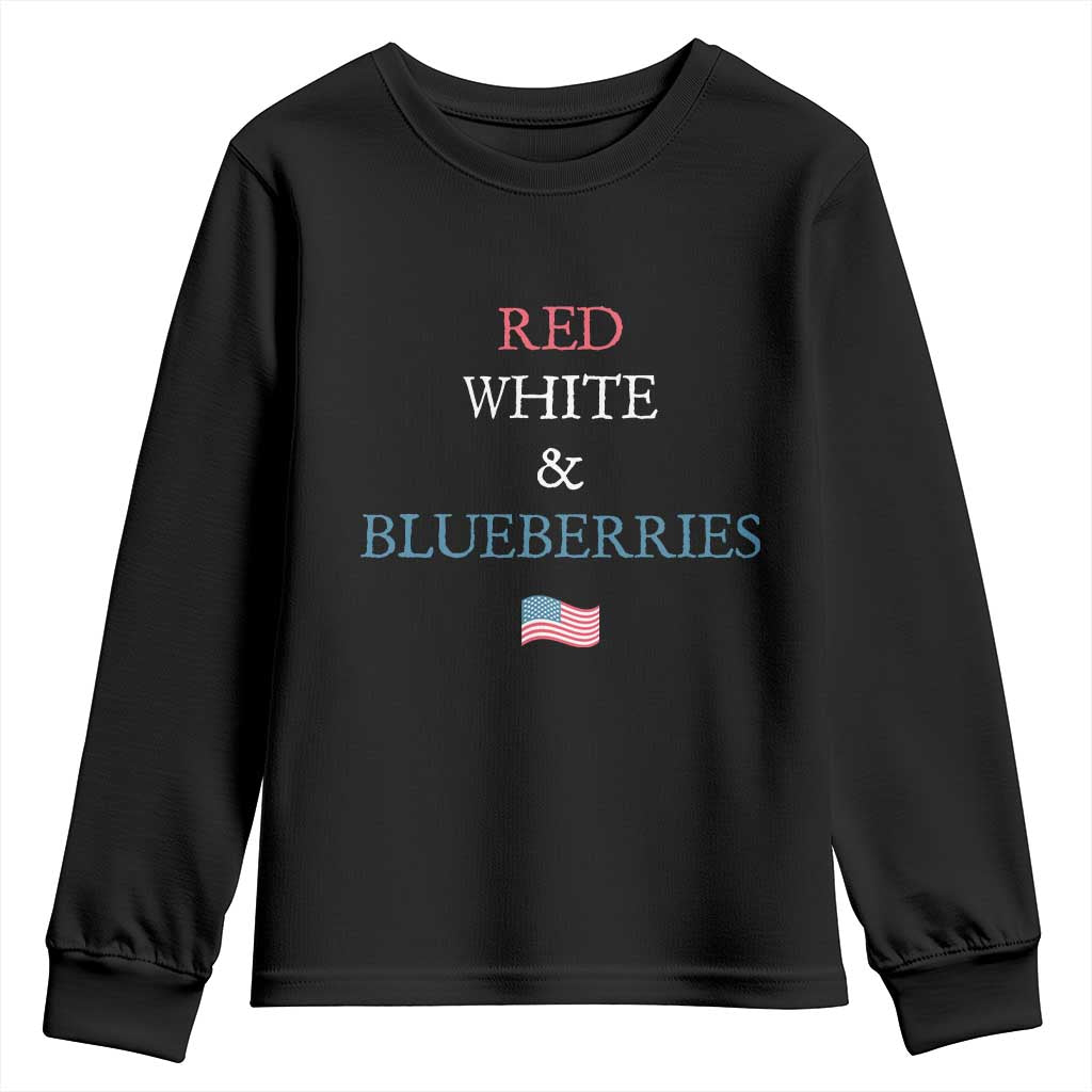 Red White and Blueberries Youth Sweatshirt Vintage American Flag Patriotic TS02 Black Print Your Wear