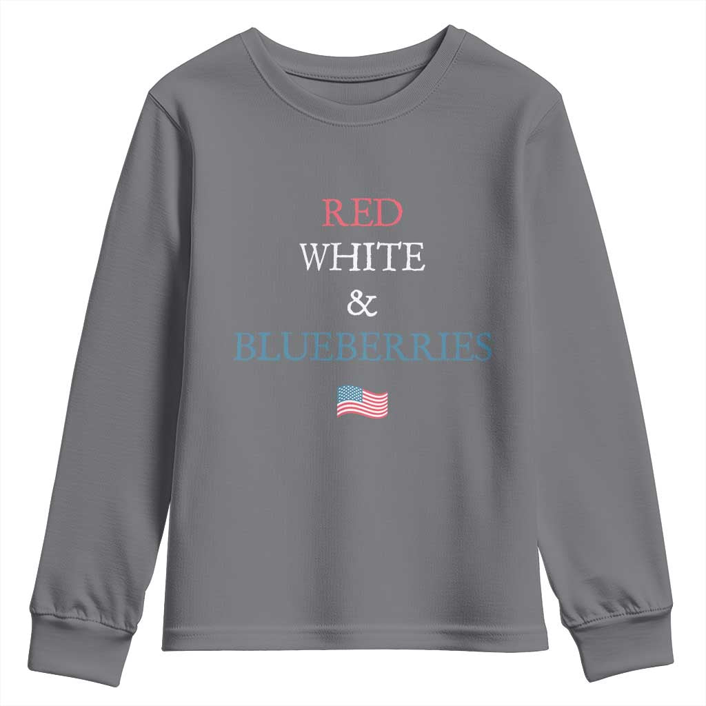Red White and Blueberries Youth Sweatshirt Vintage American Flag Patriotic TS02 Charcoal Print Your Wear