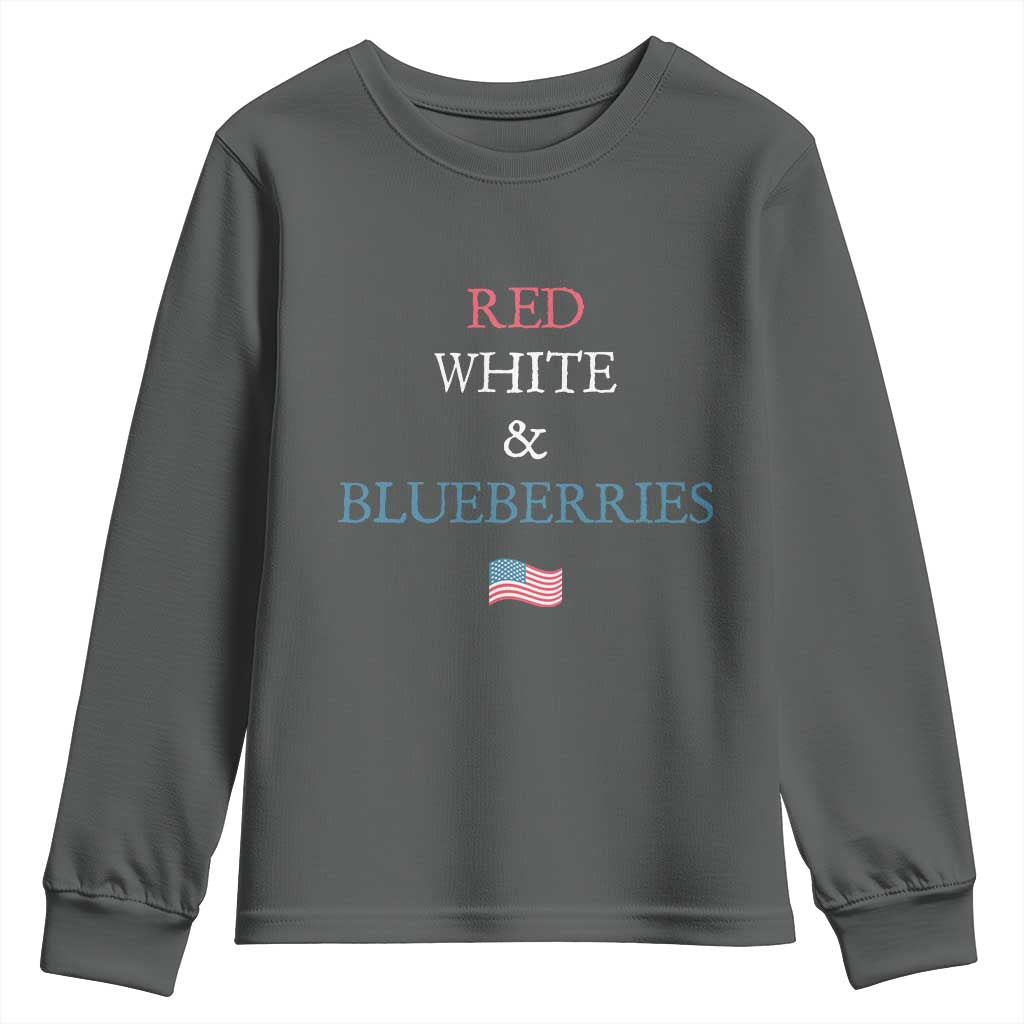 Red White and Blueberries Youth Sweatshirt Vintage American Flag Patriotic TS02 Dark Heather Print Your Wear