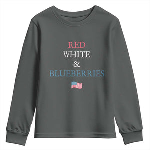 Red White and Blueberries Youth Sweatshirt Vintage American Flag Patriotic TS02 Dark Heather Print Your Wear