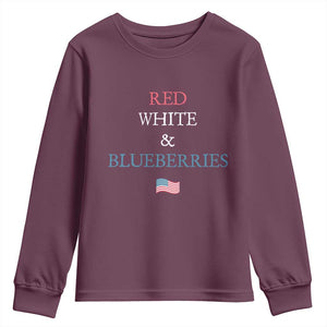 Red White and Blueberries Youth Sweatshirt Vintage American Flag Patriotic TS02 Maroon Print Your Wear
