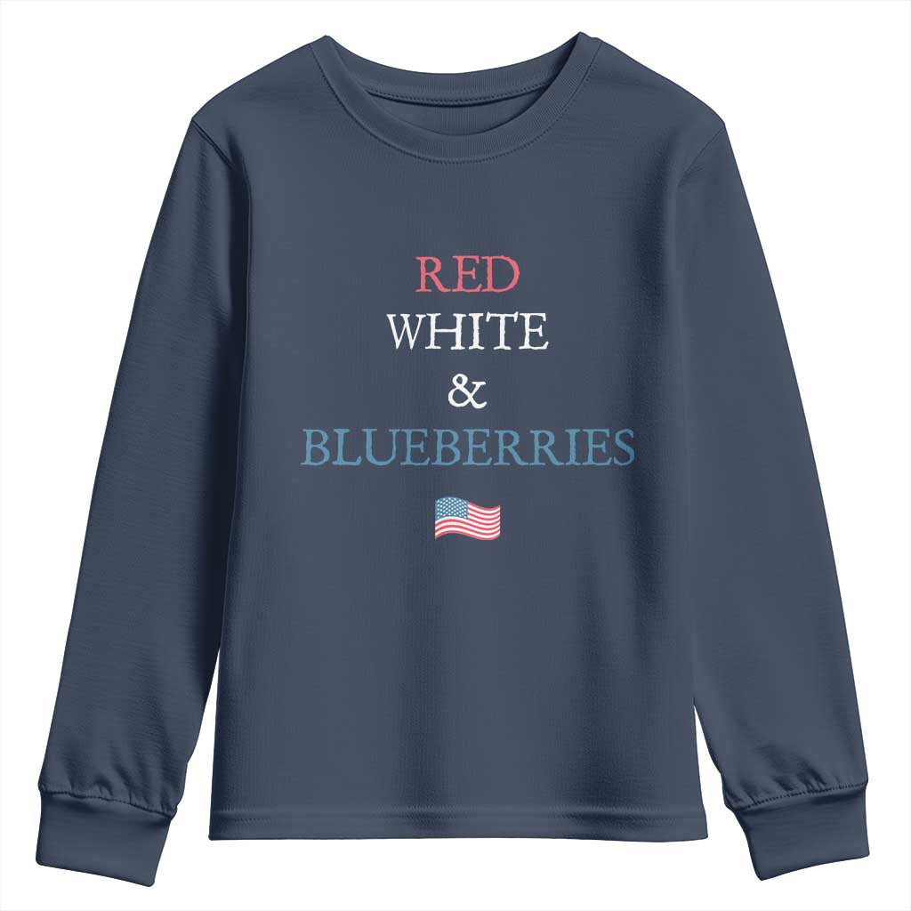Red White and Blueberries Youth Sweatshirt Vintage American Flag Patriotic TS02 Navy Print Your Wear