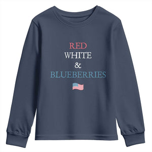 Red White and Blueberries Youth Sweatshirt Vintage American Flag Patriotic TS02 Navy Print Your Wear