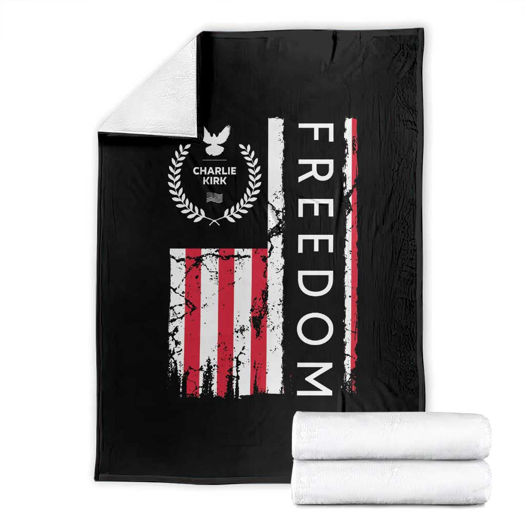 Freedom Charlie Kirk Tribute Throw Blanket Patriotic Legacy Eagle Distressed American Flag TS02 Black Print Your Wear