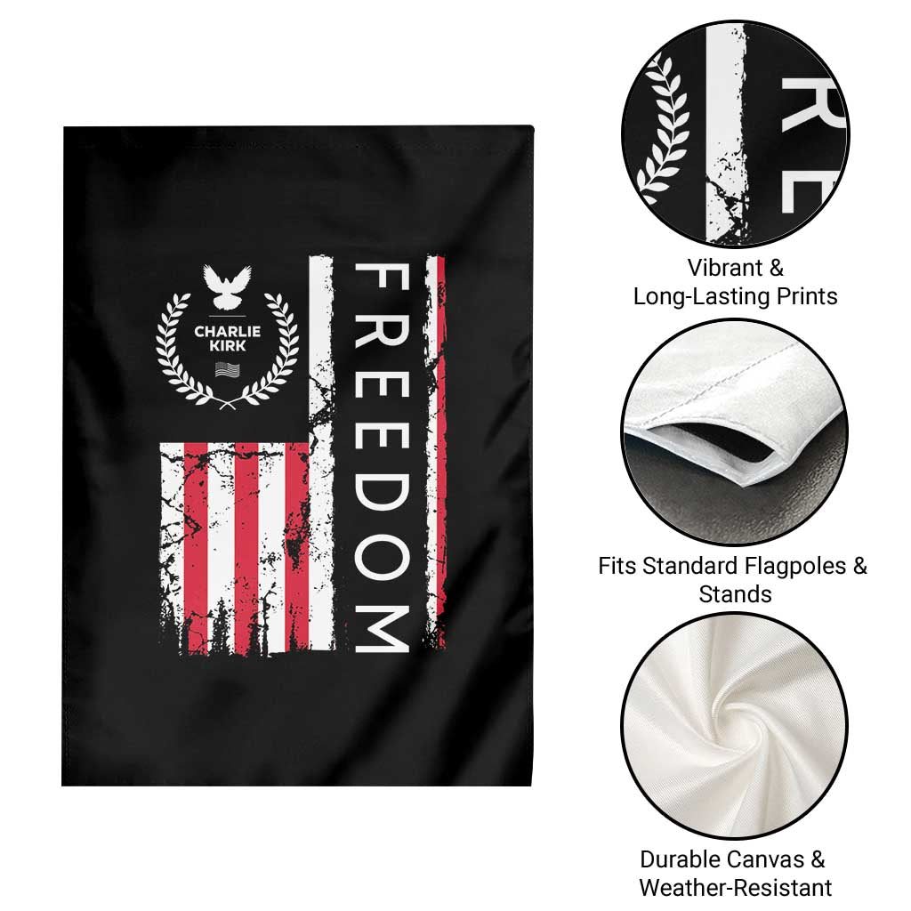 Freedom Charlie Kirk Tribute Garden Flag Patriotic Legacy Eagle Distressed American Flag TS02 Print Your Wear
