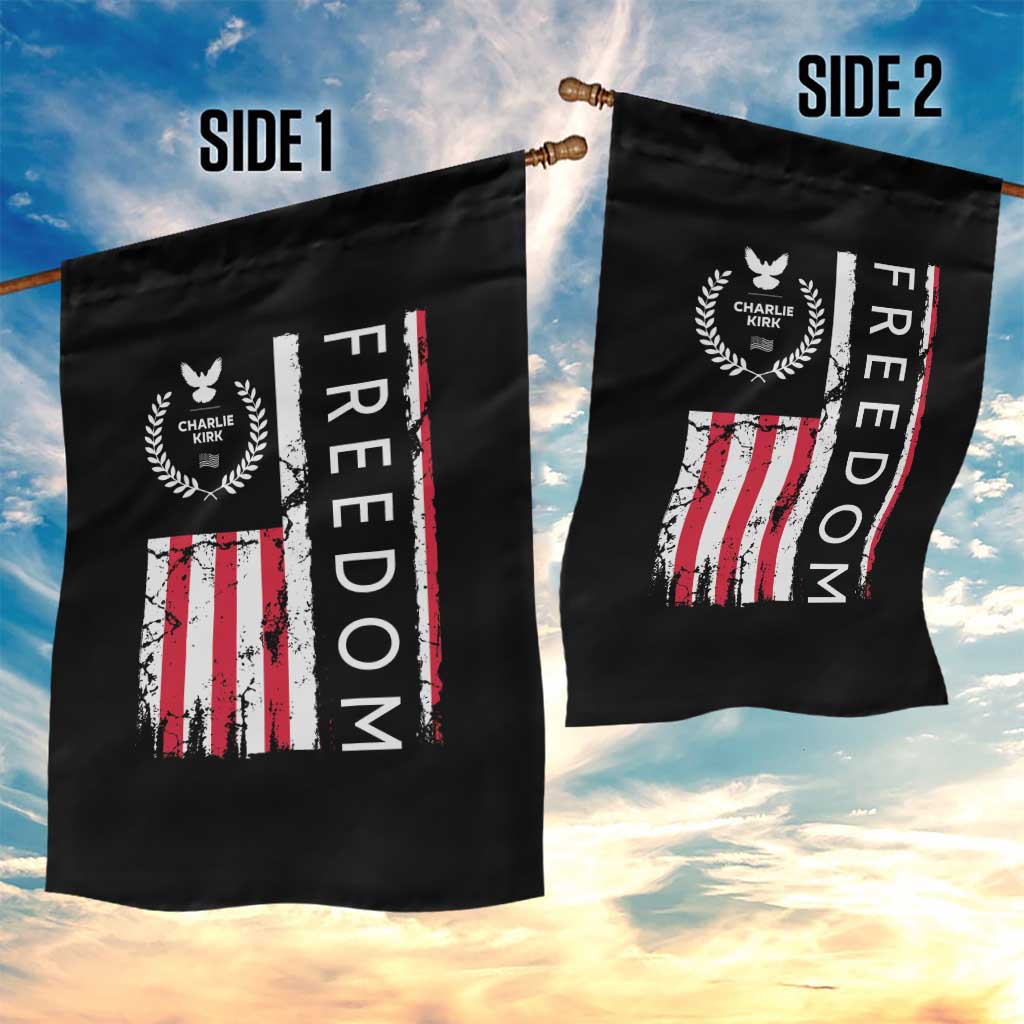 Freedom Charlie Kirk Tribute Garden Flag Patriotic Legacy Eagle Distressed American Flag TS02 Print Your Wear