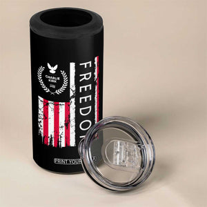 Freedom Charlie Kirk Tribute 4 in 1 Can Cooler Tumbler Patriotic Legacy Eagle Distressed American Flag TS02 Print Your Wear