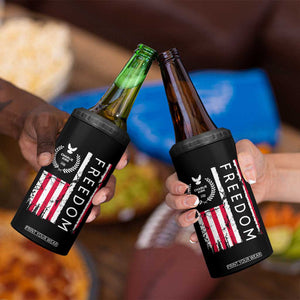 Freedom Charlie Kirk Tribute 4 in 1 Can Cooler Tumbler Patriotic Legacy Eagle Distressed American Flag TS02 Print Your Wear