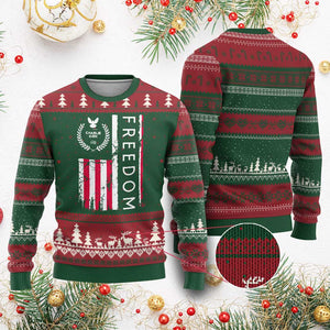 Freedom Charlie Kirk Tribute Ugly Christmas Sweater Patriotic Legacy Eagle Distressed American Flag TS02 Red Green Print Your Wear
