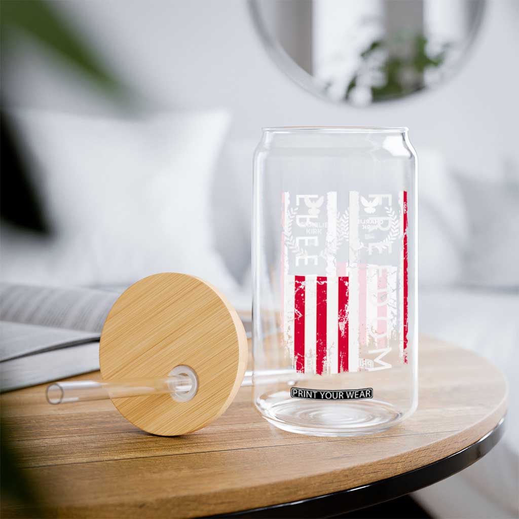 Freedom Charlie Kirk Tribute Glass Can Patriotic Legacy Eagle Distressed American Flag TS02 Print Your Wear