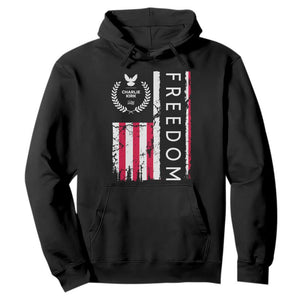 Freedom Charlie Kirk Tribute Hoodie Patriotic Legacy Eagle Distressed American Flag TS02 Black Print Your Wear