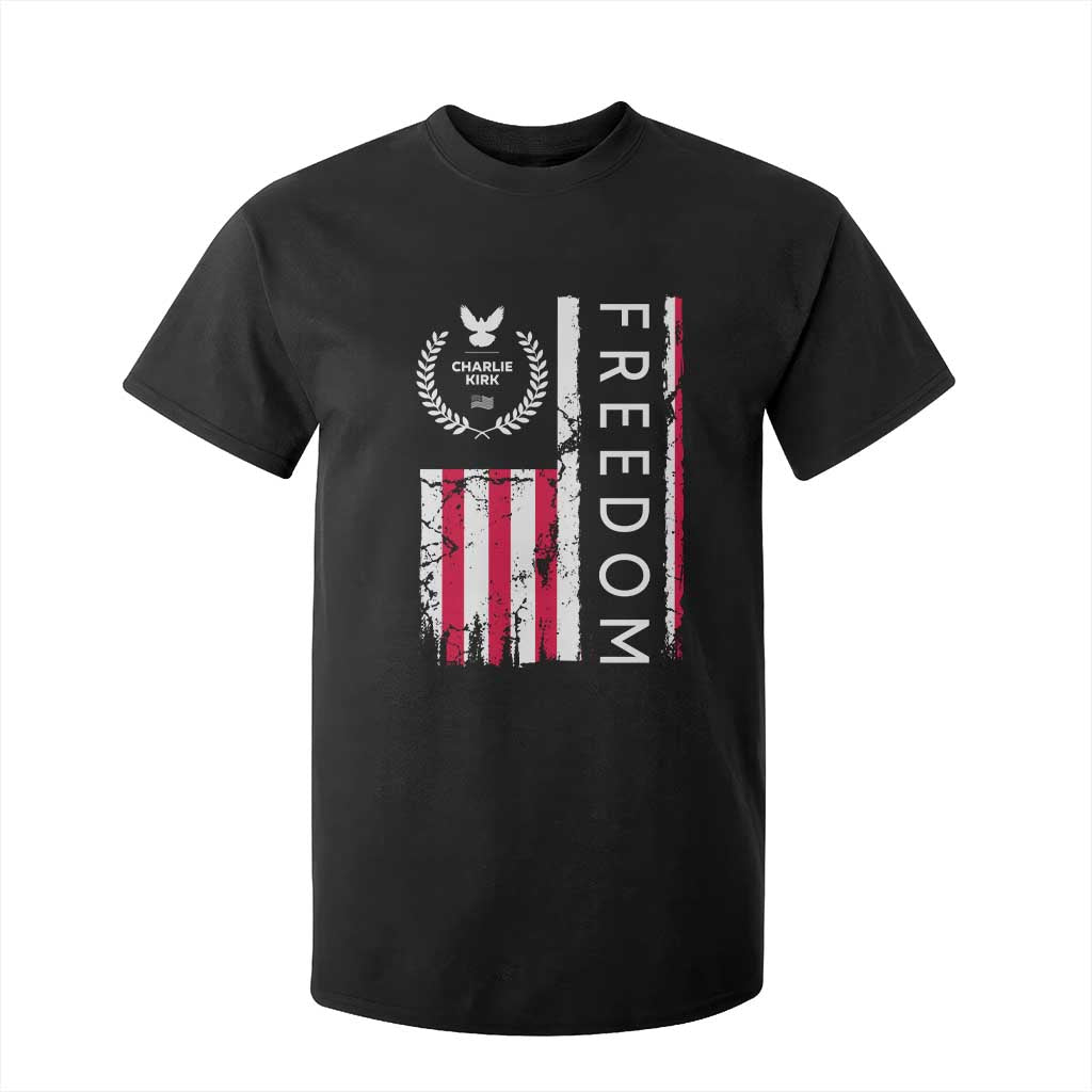 Freedom Charlie Kirk Tribute T Shirt For Kid Patriotic Legacy Eagle Distressed American Flag TS02 Black Print Your Wear