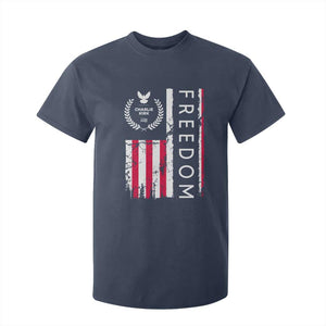 Freedom Charlie Kirk Tribute T Shirt For Kid Patriotic Legacy Eagle Distressed American Flag TS02 Navy Print Your Wear