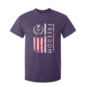 Freedom Charlie Kirk Tribute T Shirt For Kid Patriotic Legacy Eagle Distressed American Flag TS02 Purple Print Your Wear