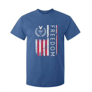 Freedom Charlie Kirk Tribute T Shirt For Kid Patriotic Legacy Eagle Distressed American Flag TS02 Royal Blue Print Your Wear