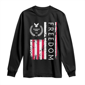 Freedom Charlie Kirk Tribute Long Sleeve Shirt Patriotic Legacy Eagle Distressed American Flag TS02 Black Print Your Wear