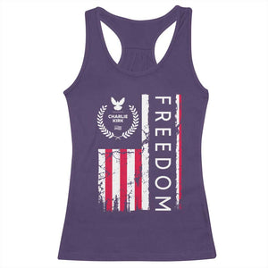 Freedom Charlie Kirk Tribute Racerback Tank Top Patriotic Legacy Eagle Distressed American Flag TS02 Purple Print Your Wear