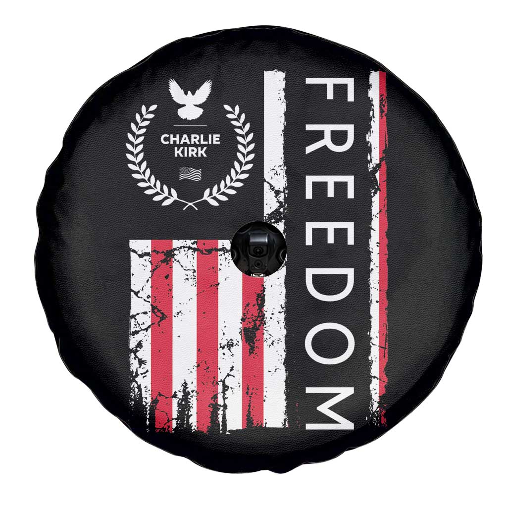 Freedom Charlie Kirk Tribute Spare Tire Cover Patriotic Legacy Eagle Distressed American Flag TS02 Print Your Wear