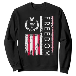 Freedom Charlie Kirk Tribute Sweatshirt Patriotic Legacy Eagle Distressed American Flag TS02 Black Print Your Wear