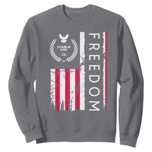 Freedom Charlie Kirk Tribute Sweatshirt Patriotic Legacy Eagle Distressed American Flag TS02 Charcoal Print Your Wear