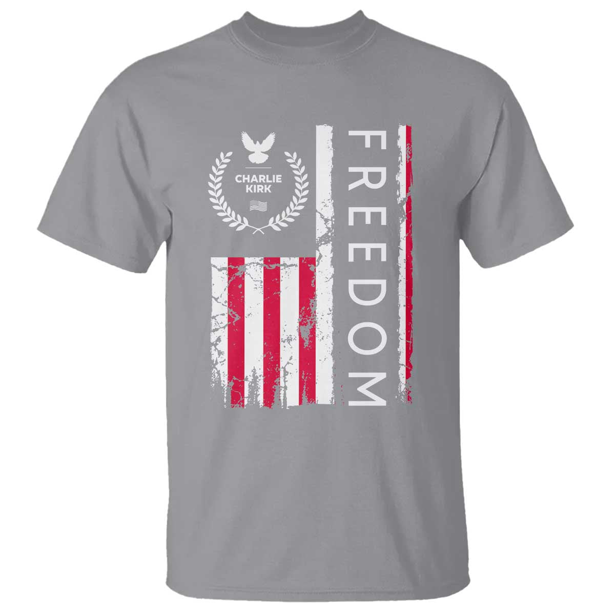 Freedom Charlie Kirk Tribute T Shirt Patriotic Legacy Eagle Distressed American Flag TS02 Sport Gray Print Your Wear