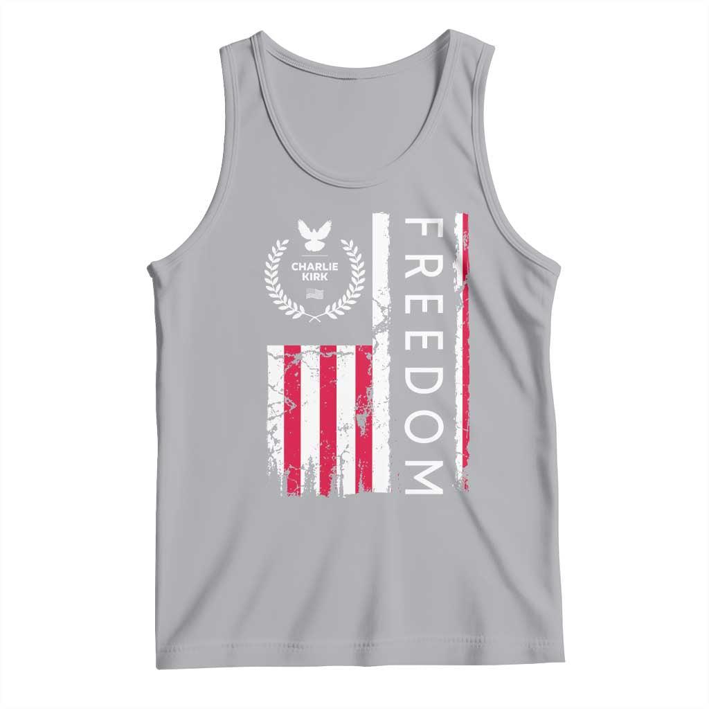 Freedom Charlie Kirk Tribute Tank Top Patriotic Legacy Eagle Distressed American Flag TS02 Athletic Heather Print Your Wear