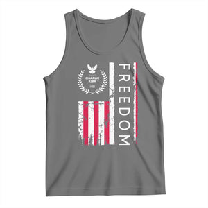 Freedom Charlie Kirk Tribute Tank Top Patriotic Legacy Eagle Distressed American Flag TS02 Black Heather Print Your Wear