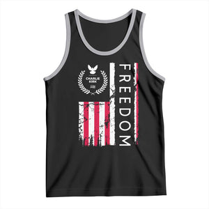 Freedom Charlie Kirk Tribute Tank Top Patriotic Legacy Eagle Distressed American Flag TS02 Black Athletic Heather Print Your Wear