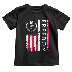 Freedom Charlie Kirk Tribute Toddler T Shirt Patriotic Legacy Eagle Distressed American Flag TS02 Black Print Your Wear