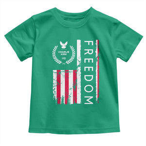 Freedom Charlie Kirk Tribute Toddler T Shirt Patriotic Legacy Eagle Distressed American Flag TS02 Irish Green Print Your Wear