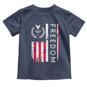 Freedom Charlie Kirk Tribute Toddler T Shirt Patriotic Legacy Eagle Distressed American Flag TS02 Navy Print Your Wear
