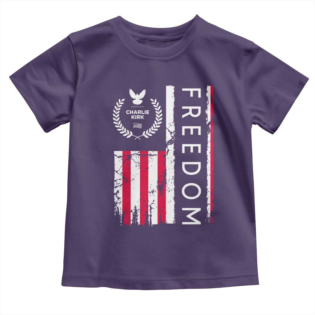Freedom Charlie Kirk Tribute Toddler T Shirt Patriotic Legacy Eagle Distressed American Flag TS02 Purple Print Your Wear