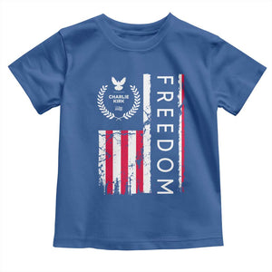 Freedom Charlie Kirk Tribute Toddler T Shirt Patriotic Legacy Eagle Distressed American Flag TS02 Royal Blue Print Your Wear