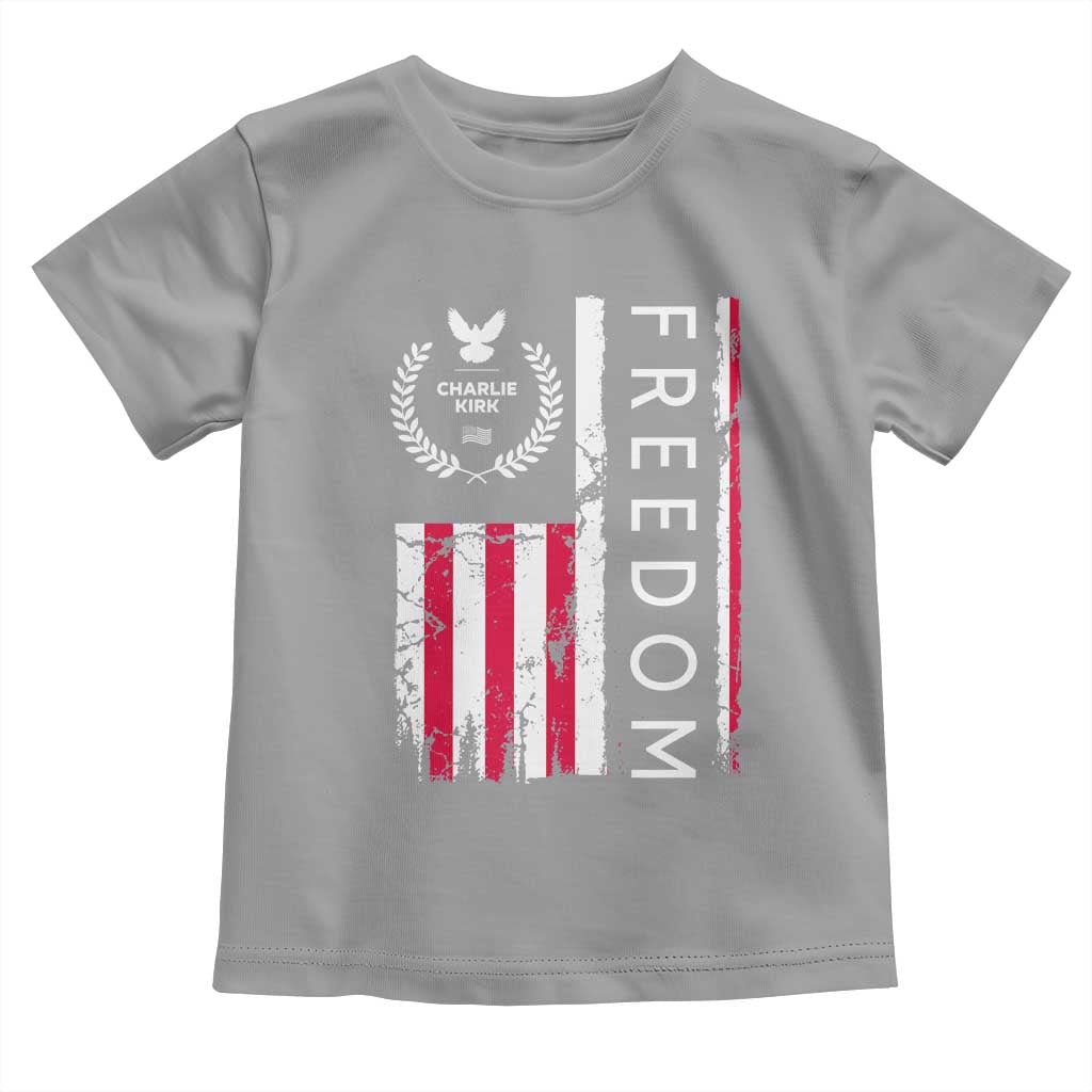 Freedom Charlie Kirk Tribute Toddler T Shirt Patriotic Legacy Eagle Distressed American Flag TS02 Sport Gray Print Your Wear