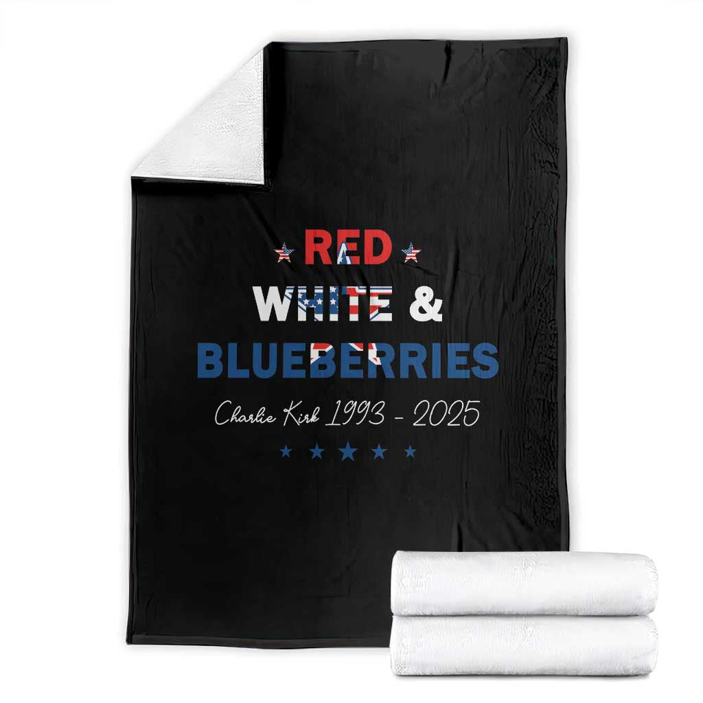 Red White and Blueberries Throw Blanket Charlie Kirk 1993 2025 Patriotic Memorial TS02 Black Print Your Wear
