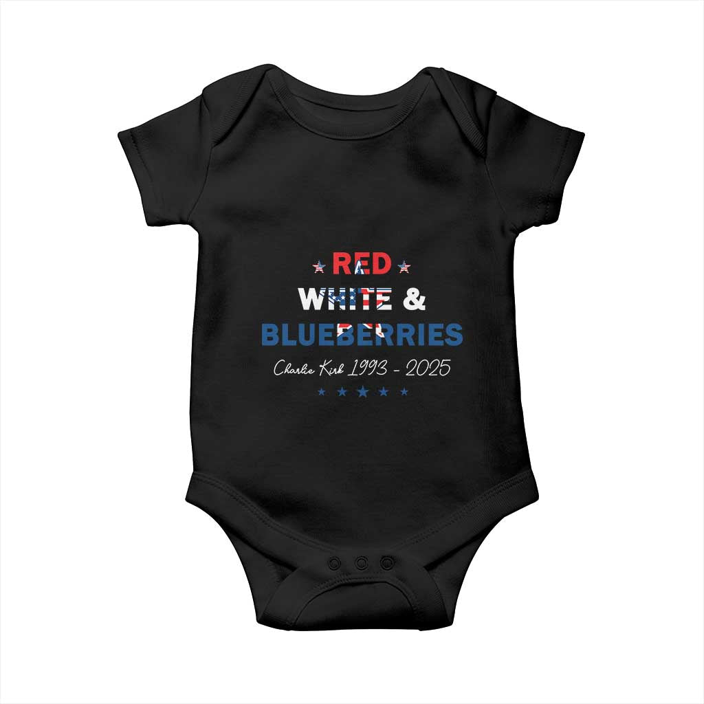 Red White and Blueberries Baby Onesie Charlie Kirk 1993 2025 Patriotic Memorial TS02 Black Print Your Wear