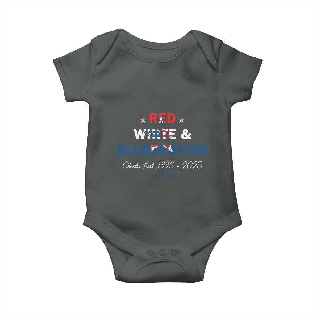 Red White and Blueberries Baby Onesie Charlie Kirk 1993 2025 Patriotic Memorial TS02 Dark Heather Print Your Wear