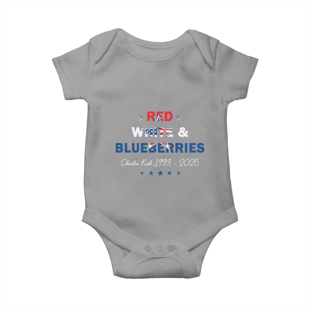 Red White and Blueberries Baby Onesie Charlie Kirk 1993 2025 Patriotic Memorial TS02 Sport Gray Print Your Wear