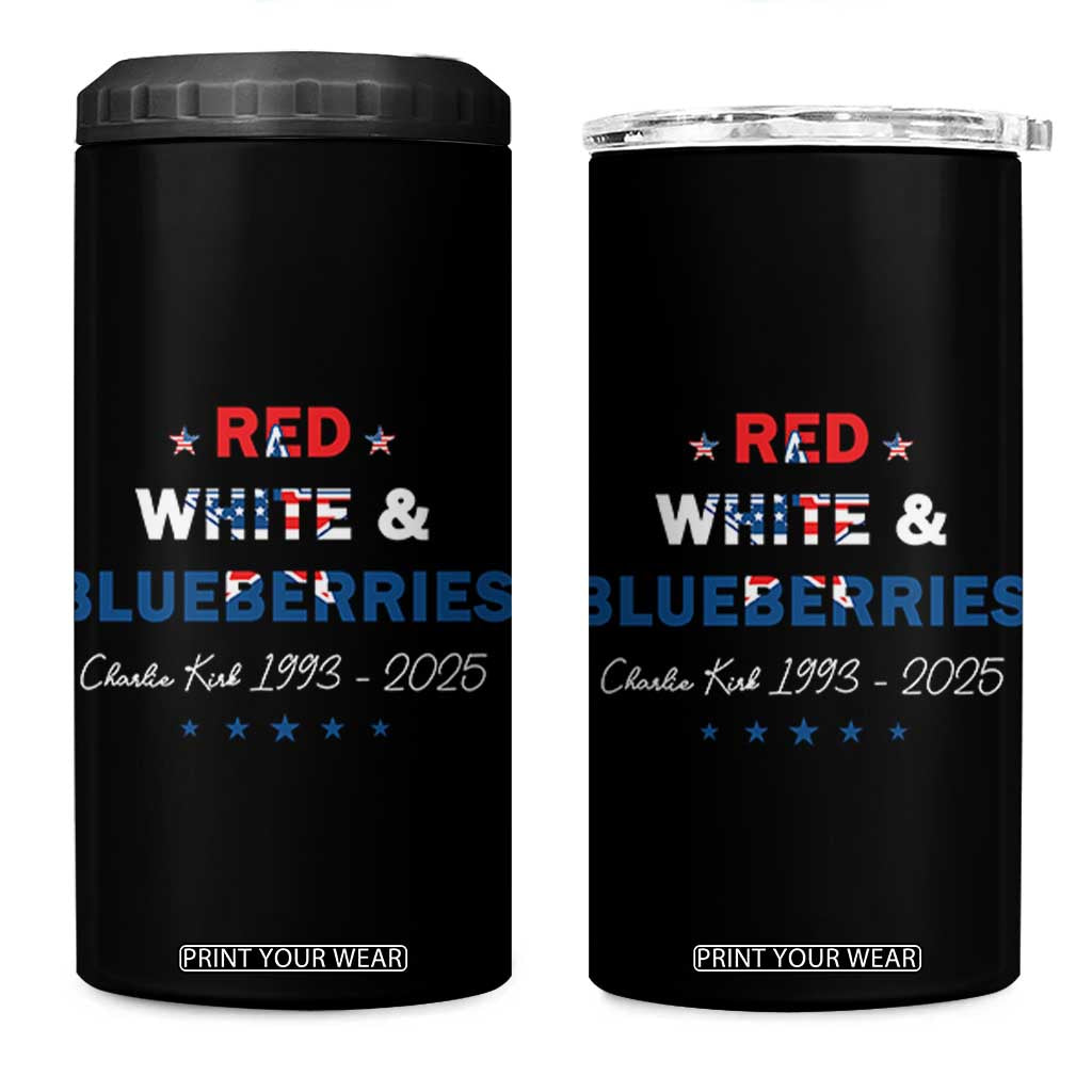 Red White and Blueberries 4 in 1 Can Cooler Tumbler Charlie Kirk 1993 2025 Patriotic Memorial TS02 One Size: 16 oz Black Print Your Wear