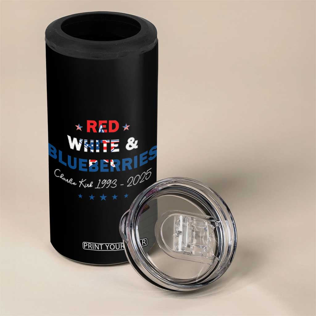 Red White and Blueberries 4 in 1 Can Cooler Tumbler Charlie Kirk 1993 2025 Patriotic Memorial TS02 Print Your Wear