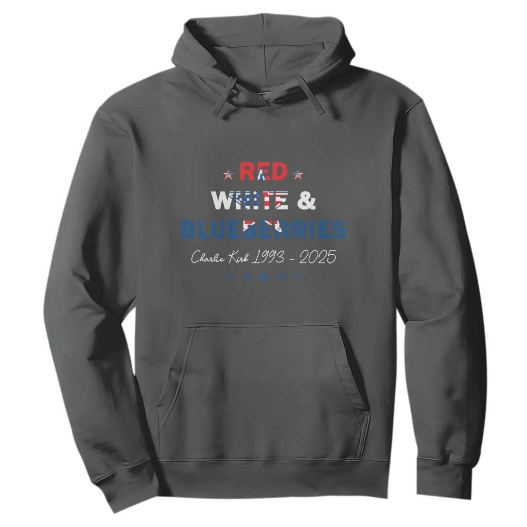Red White and Blueberries Hoodie Charlie Kirk 1993 2025 Patriotic Memorial TS02 Dark Heather Print Your Wear