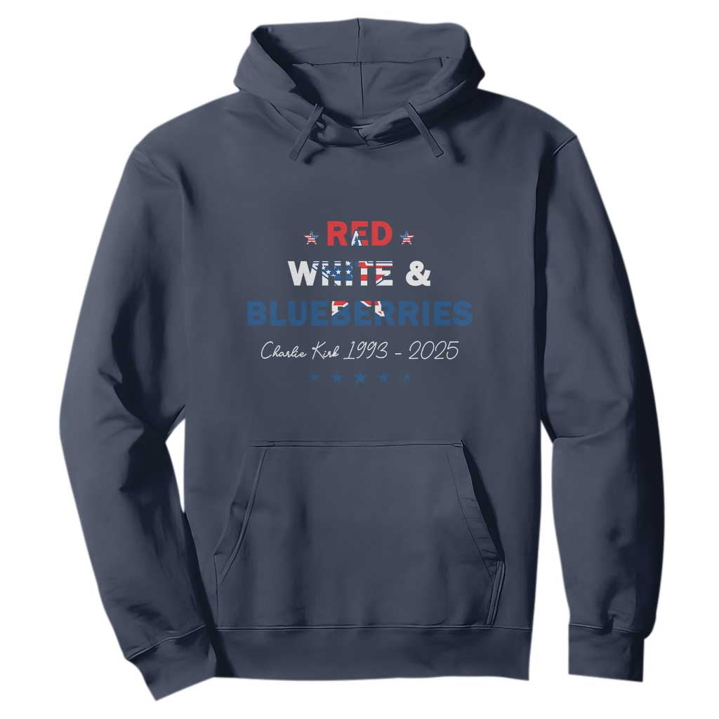 Red White and Blueberries Hoodie Charlie Kirk 1993 2025 Patriotic Memorial TS02 Navy Print Your Wear