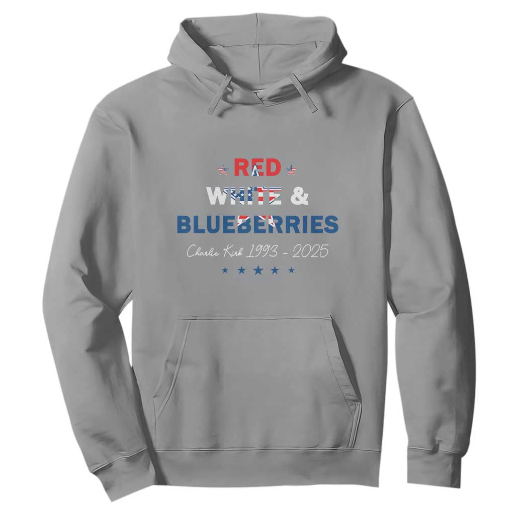 Red White and Blueberries Hoodie Charlie Kirk 1993 2025 Patriotic Memorial TS02 Sport Gray Print Your Wear