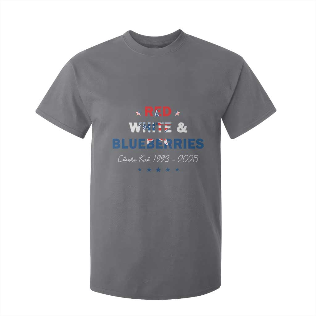 Red White and Blueberries T Shirt For Kid Charlie Kirk 1993 2025 Patriotic Memorial TS02 Charcoal Print Your Wear