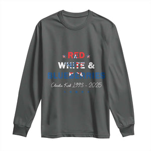 Red White and Blueberries Long Sleeve Shirt Charlie Kirk 1993 2025 Patriotic Memorial TS02 Dark Heather Print Your Wear