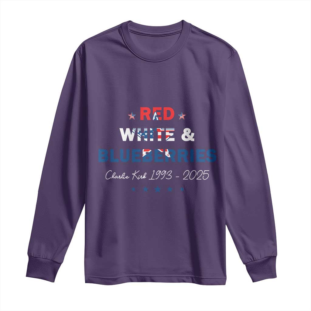 Red White and Blueberries Long Sleeve Shirt Charlie Kirk 1993 2025 Patriotic Memorial TS02 Purple Print Your Wear