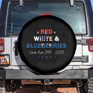 Red White and Blueberries Spare Tire Cover Charlie Kirk 1993 2025 Patriotic Memorial TS02 No hole Black Print Your Wear