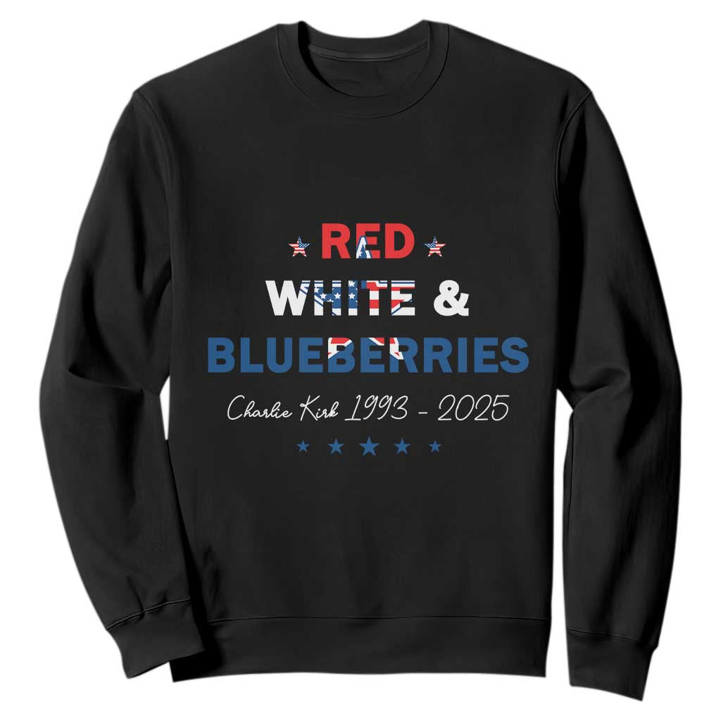 Red White and Blueberries Sweatshirt Charlie Kirk 1993 2025 Patriotic Memorial TS02 Black Print Your Wear