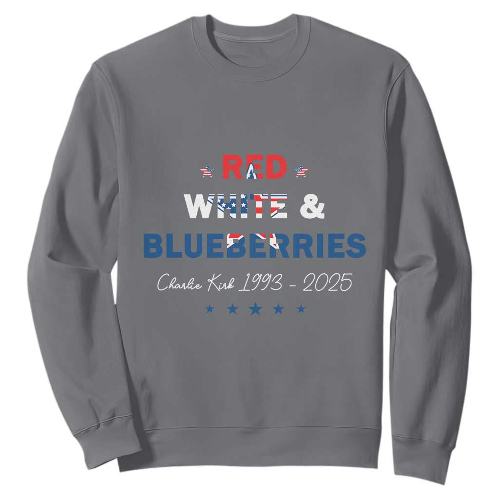 Red White and Blueberries Sweatshirt Charlie Kirk 1993 2025 Patriotic Memorial TS02 Charcoal Print Your Wear
