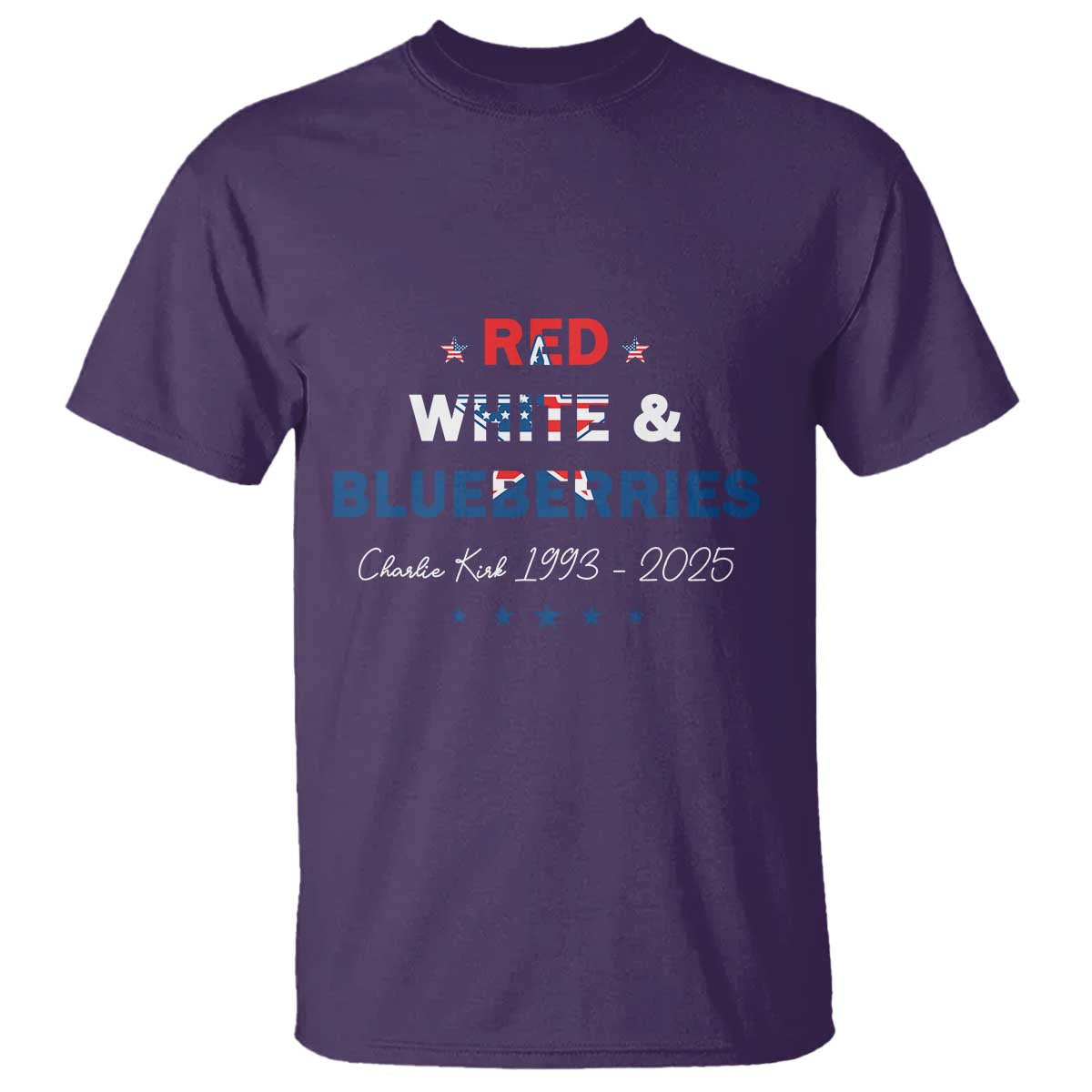 Red White and Blueberries T Shirt Charlie Kirk 1993 2025 Patriotic Memorial TS02 Purple Print Your Wear